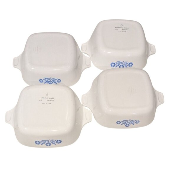 CorningWare Blue Cornflower set 4 Petite Pans P-41 & P-41-B Plastic Lid - Picture 4 of 16